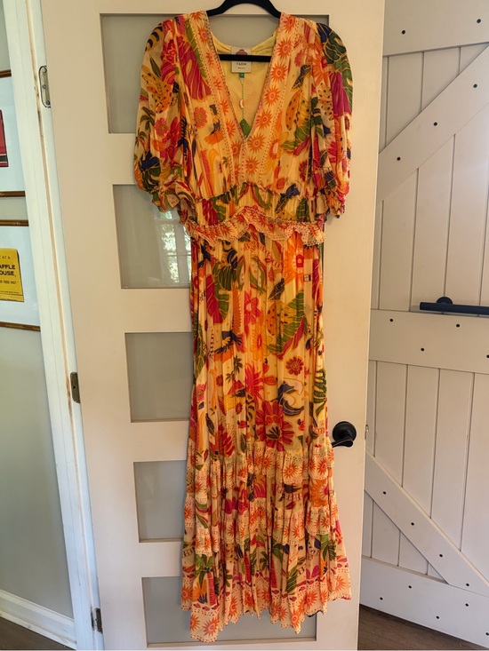 FARM Rio Dresses & Skirts - Farm Rio Yellow Rio Tapestry Tropical Maxi Dress Small NWT